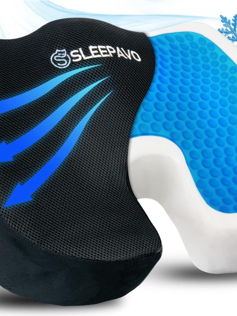 Plixio Black Memory Foam/Cooling Gel Pillow for Lower Back Pain,Sciatica,Coccyx